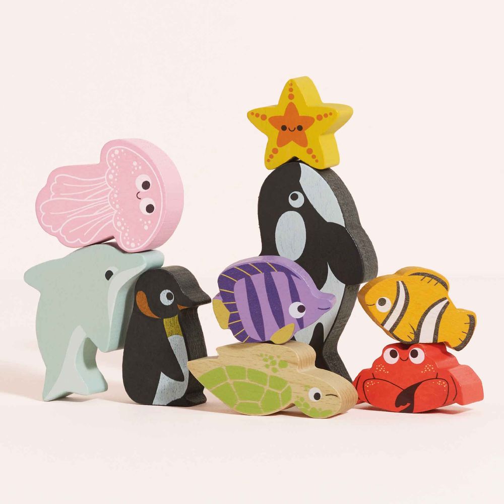  Le Toy Van -  Ocean Life Stacking Animals & Bag -  Infants