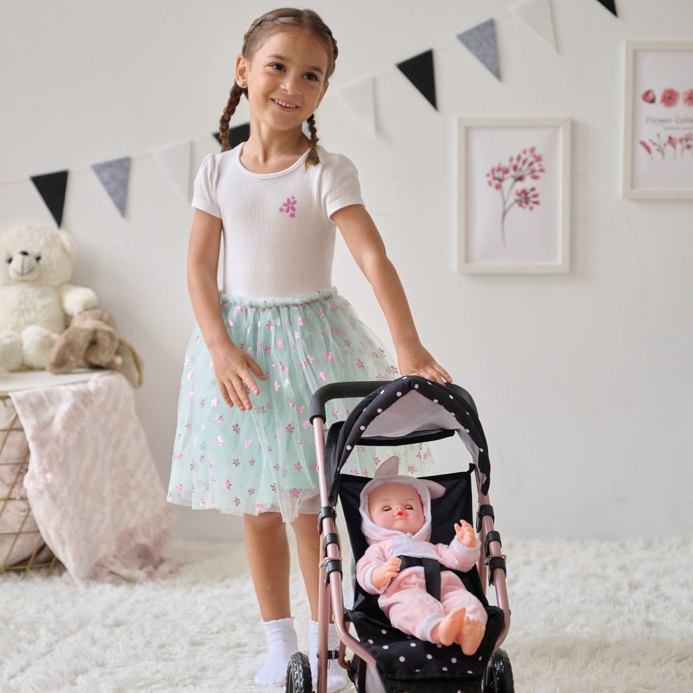  Teamson Kids -  Olivia's Little World Pin Up Doll Jogging Stroller & Retractable Canopy - Black -  Dolls