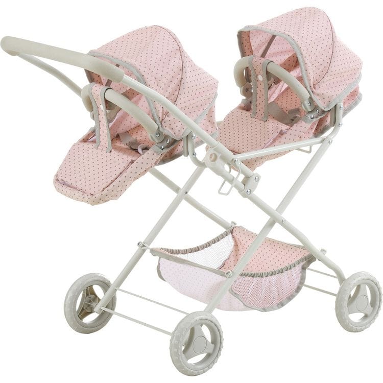 twin baby doll stroller Olivia's Little World Polka Dot Princess Baby Doll Twin Bassinet Stroller