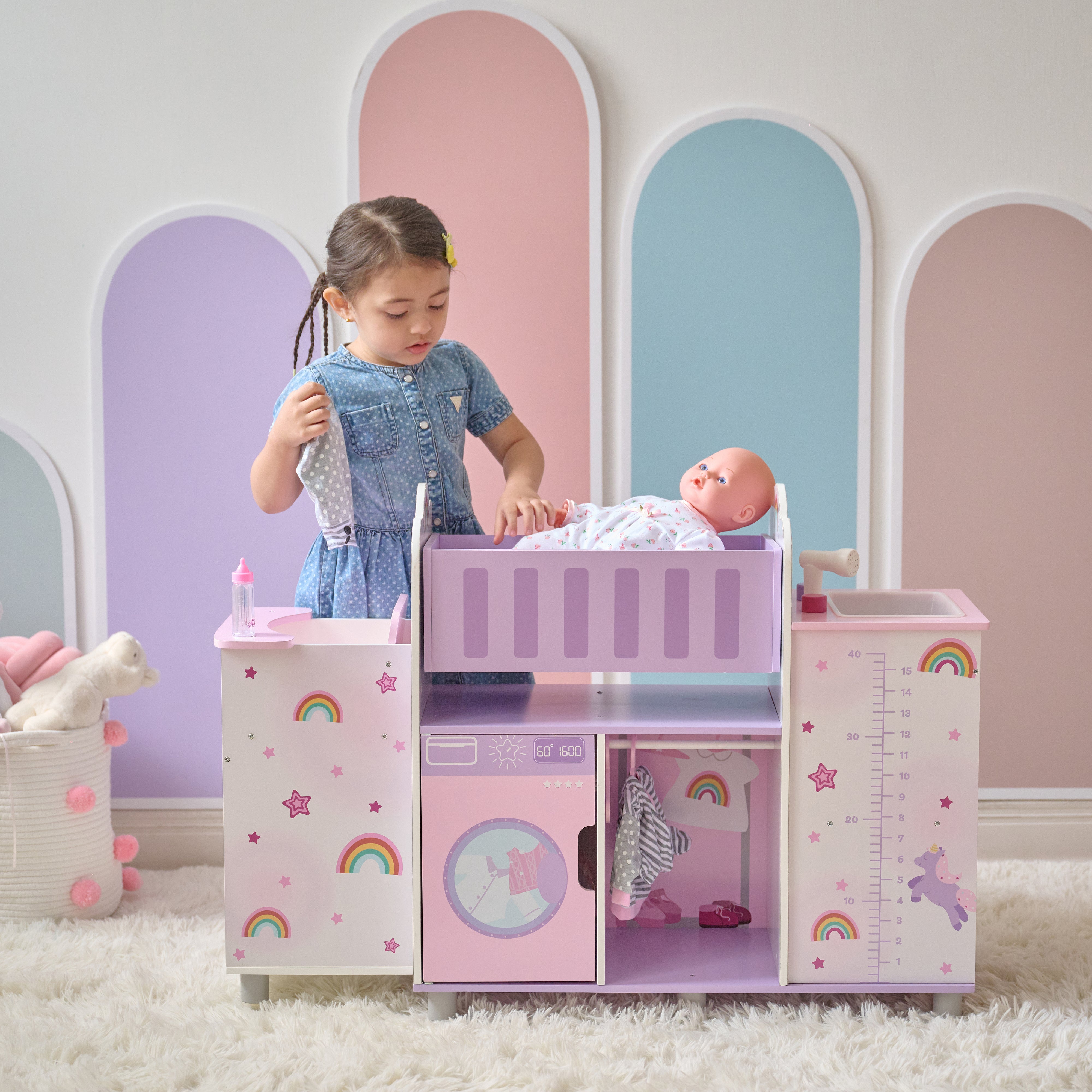  Teamson Kids -  Olivia's Little World Wood Doll Nursery with Cradle, Sink & Closet -  Dolls