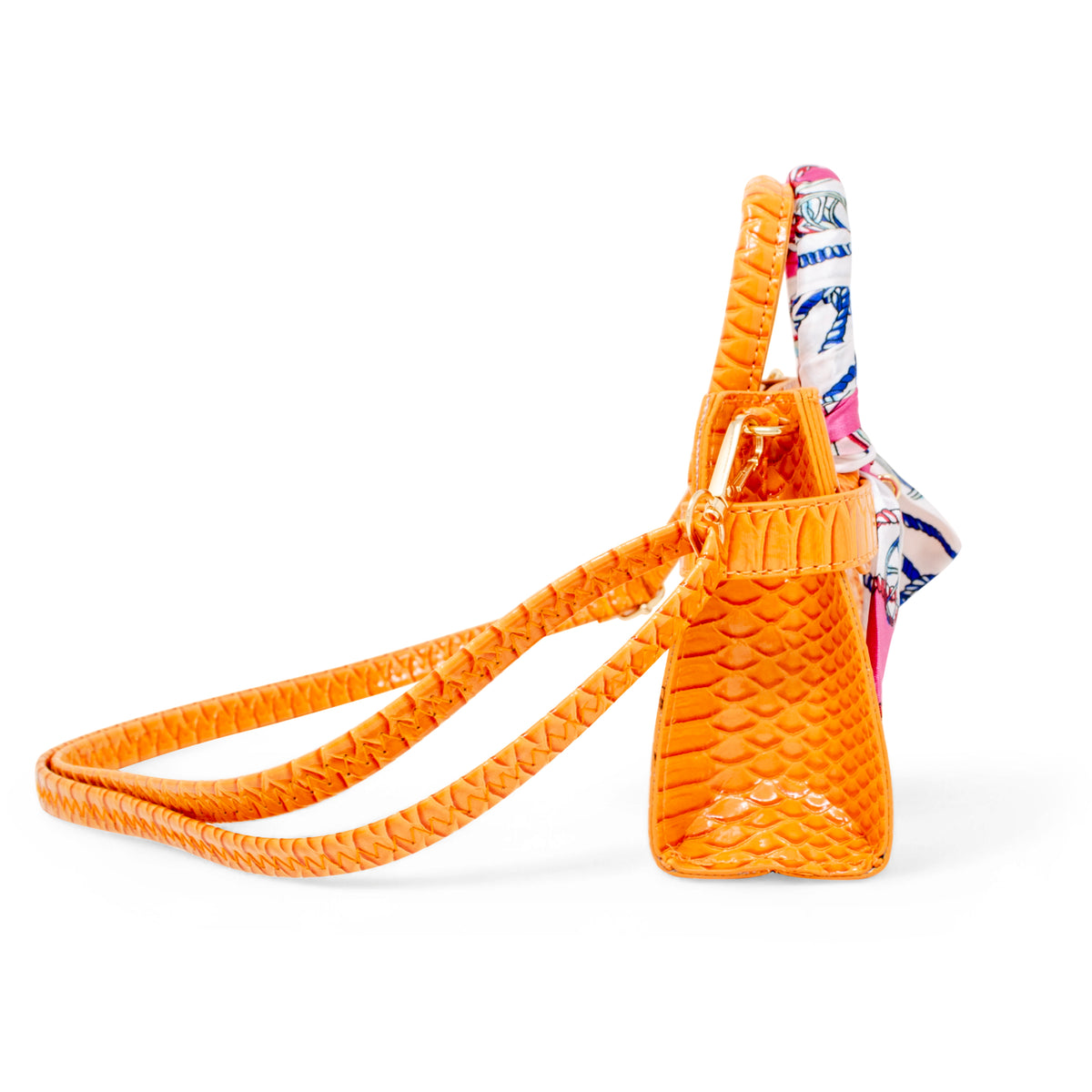  Zomi Gem -  Patent Crocodile Buckle Handbag - Orange -  Trend Accessories