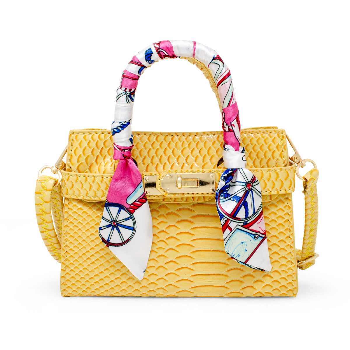  Zomi Gem -  Patent Crocodile Buckle Handbag - Yellow -  Trend Accessories