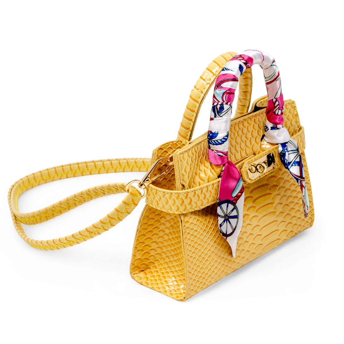  Zomi Gem -  Patent Crocodile Buckle Handbag - Yellow -  Trend Accessories