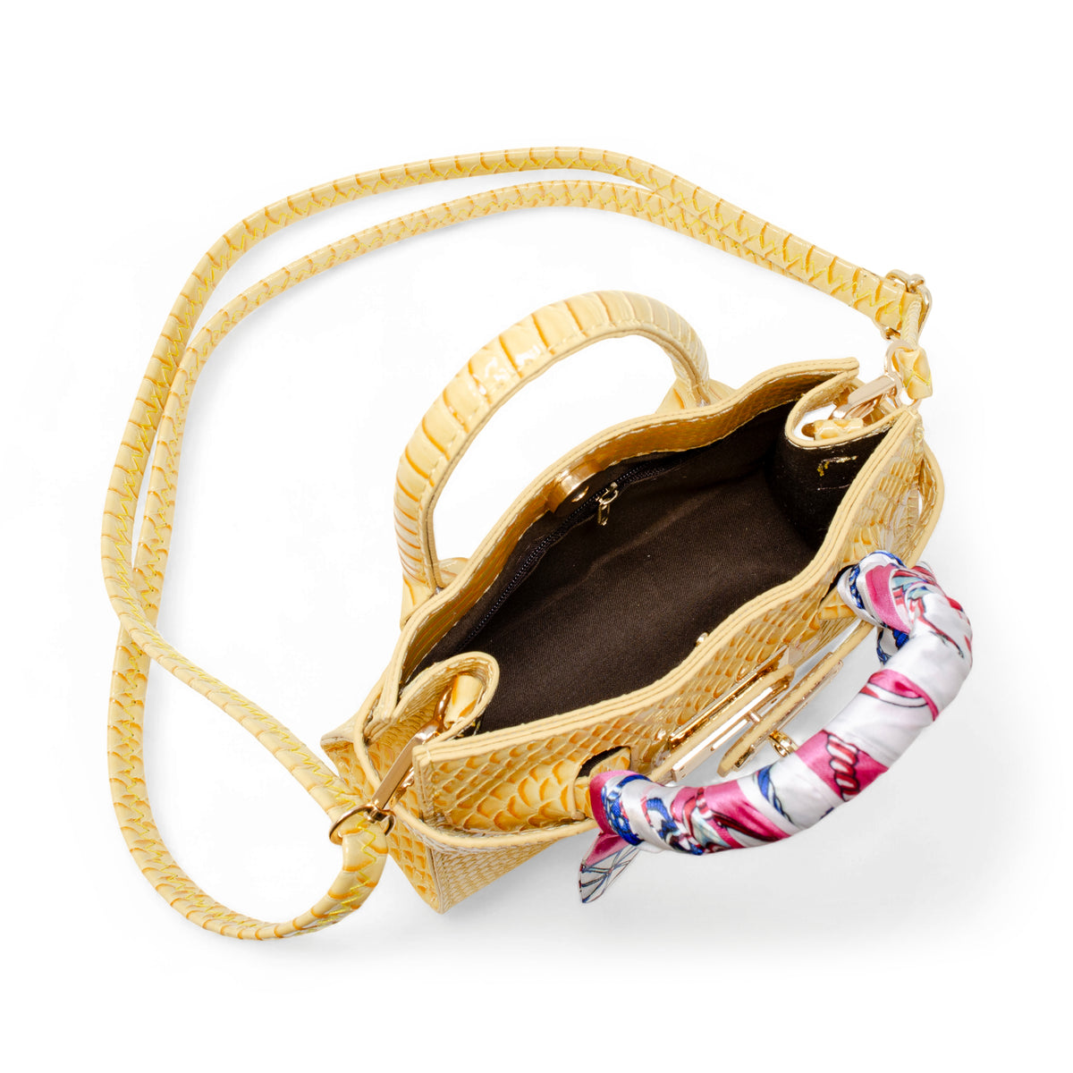  Zomi Gem -  Patent Crocodile Buckle Handbag - Yellow -  Trend Accessories