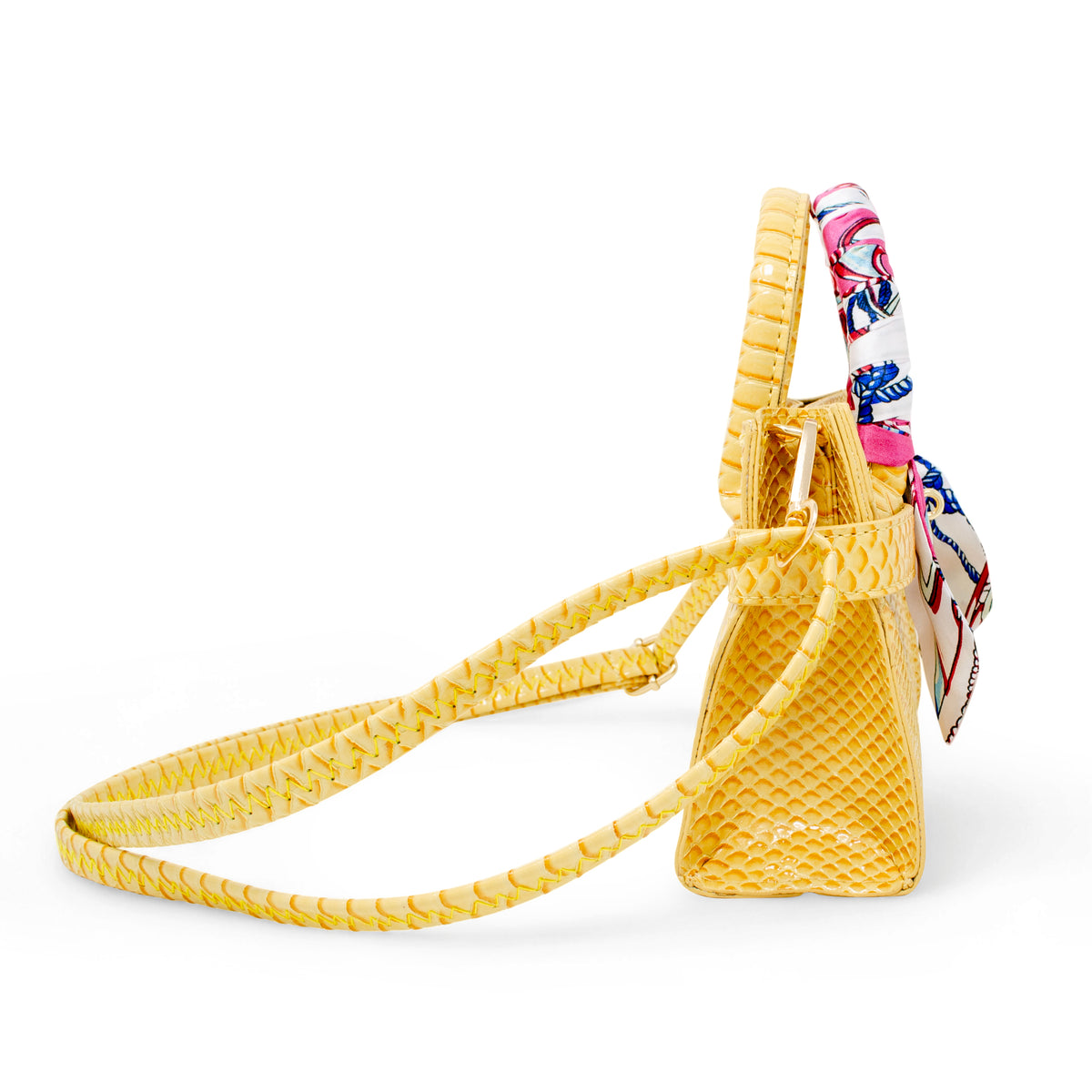  Zomi Gem -  Patent Crocodile Buckle Handbag - Yellow -  Trend Accessories