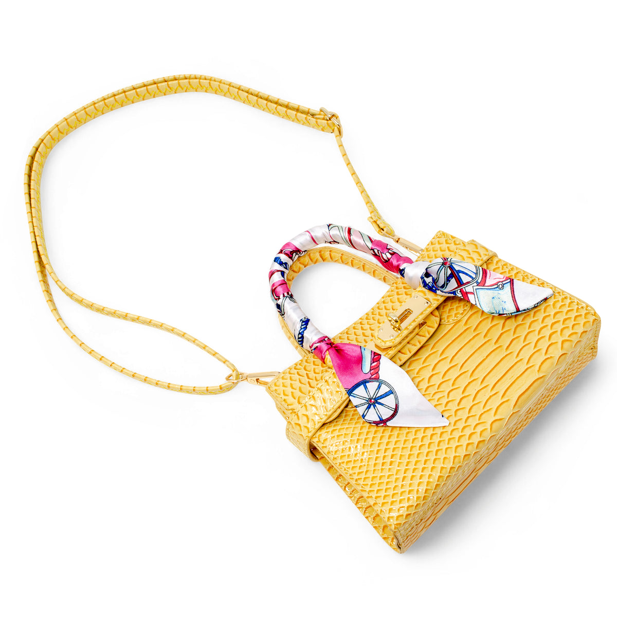  Zomi Gem -  Patent Crocodile Buckle Handbag - Yellow -  Trend Accessories