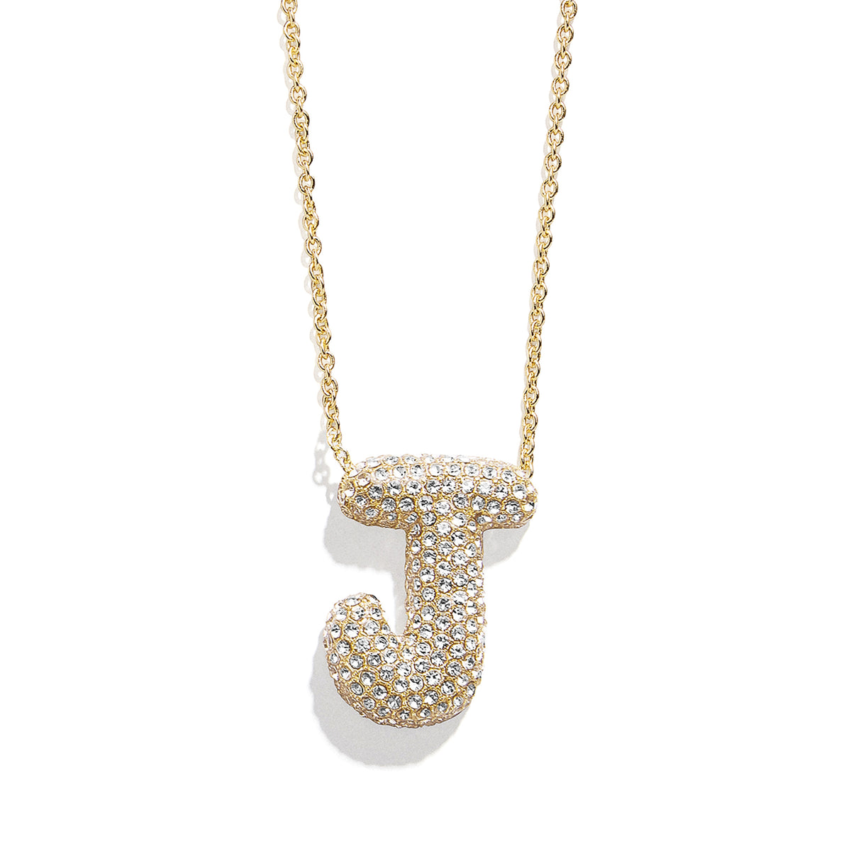 Minibar by BaubleBar -  Pave Bubble Initial Necklace - J -  Trend Accessories