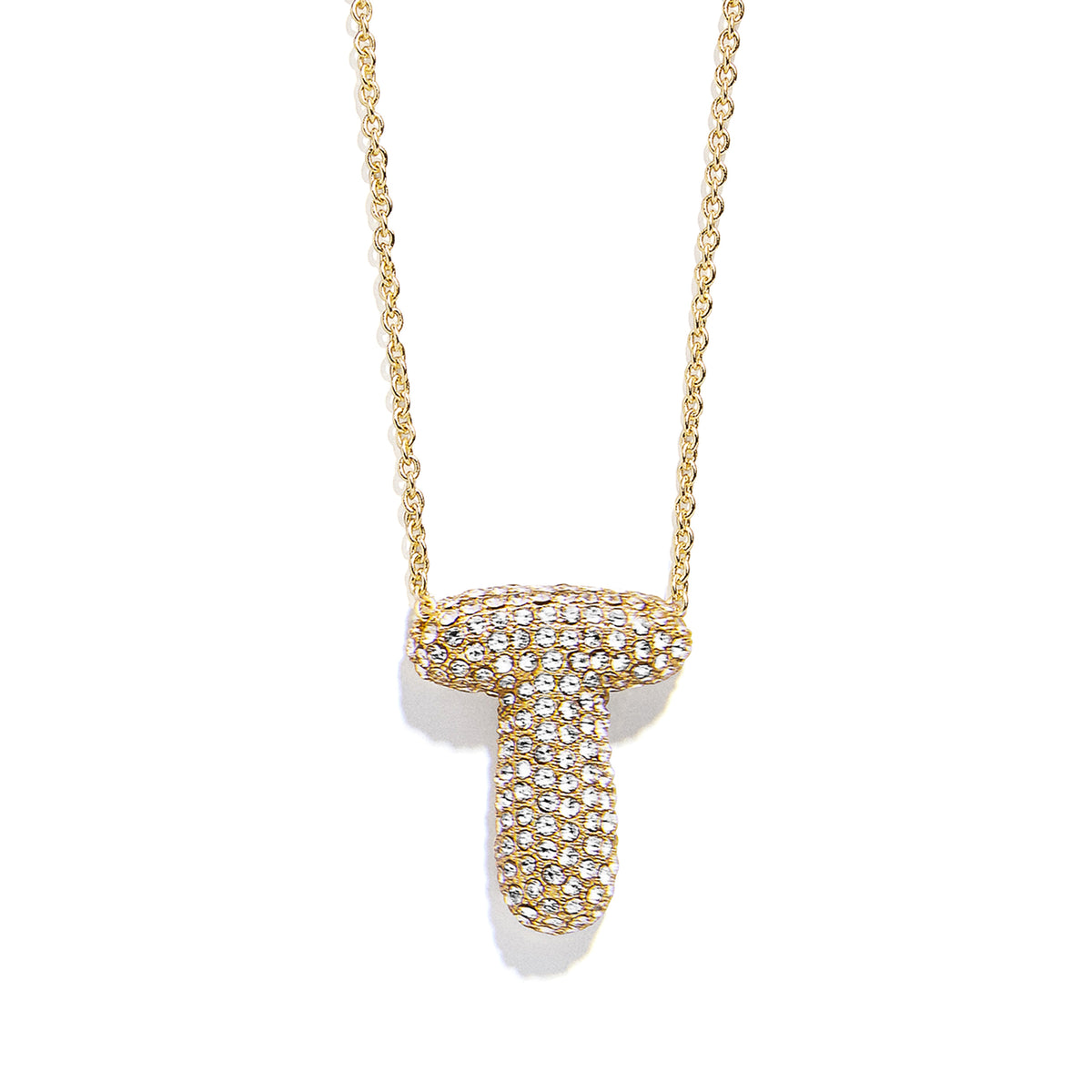 Minibar by BaubleBar -  Pave Bubble Initial Necklace - T -  Trend Accessories