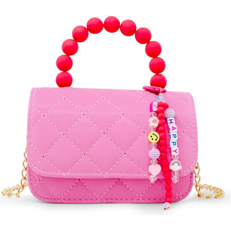  Zomi Gem -  Pearl Handle Message Charm Handbag - Hot Pink -  Trend Accessories