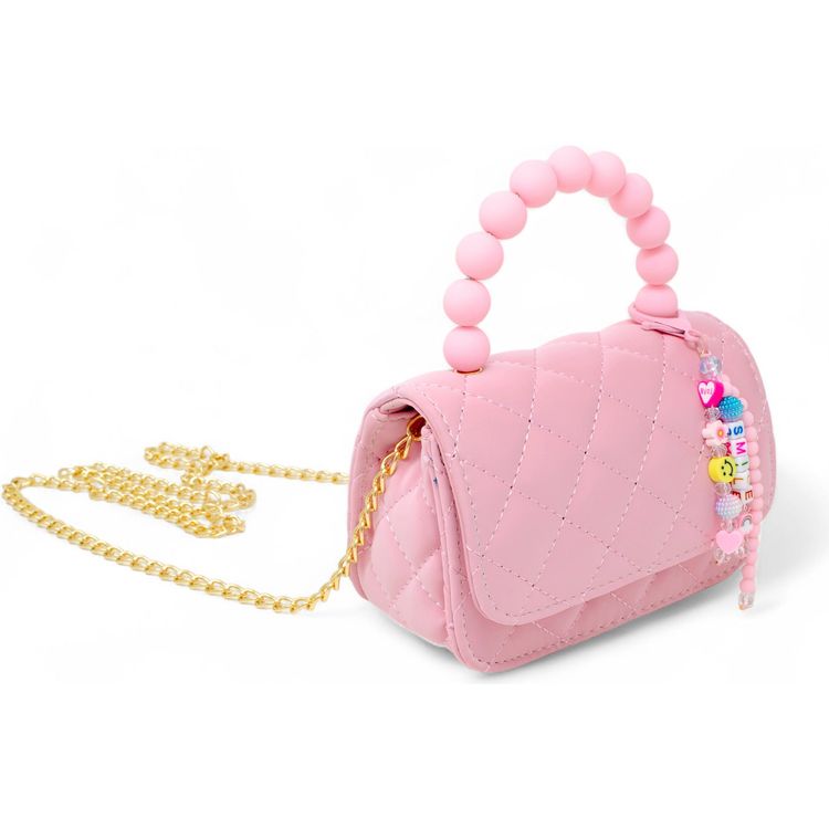  Zomi Gem -  Pearl Handle Message Charm Handbag - Pink -  Trend Accessories