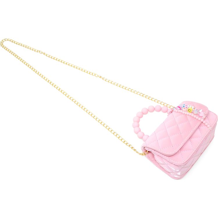  Zomi Gem -  Pearl Handle Message Charm Handbag - Pink -  Trend Accessories