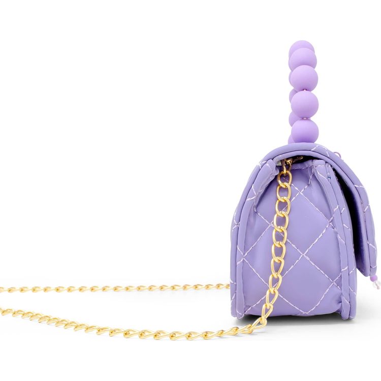  Zomi Gem -  Pearl Handle Message Charm Handbag - Purple -  Trend Accessories
