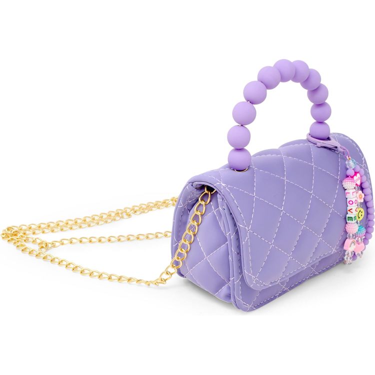  Zomi Gem -  Pearl Handle Message Charm Handbag - Purple -  Trend Accessories