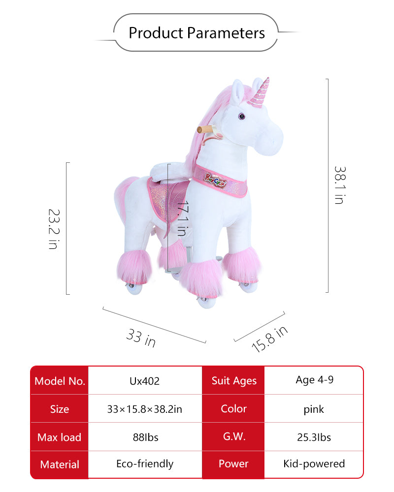  PonyCycle, Inc. -  Pink Model U Ride-On Unicorn - 3-4 Years -  Plush