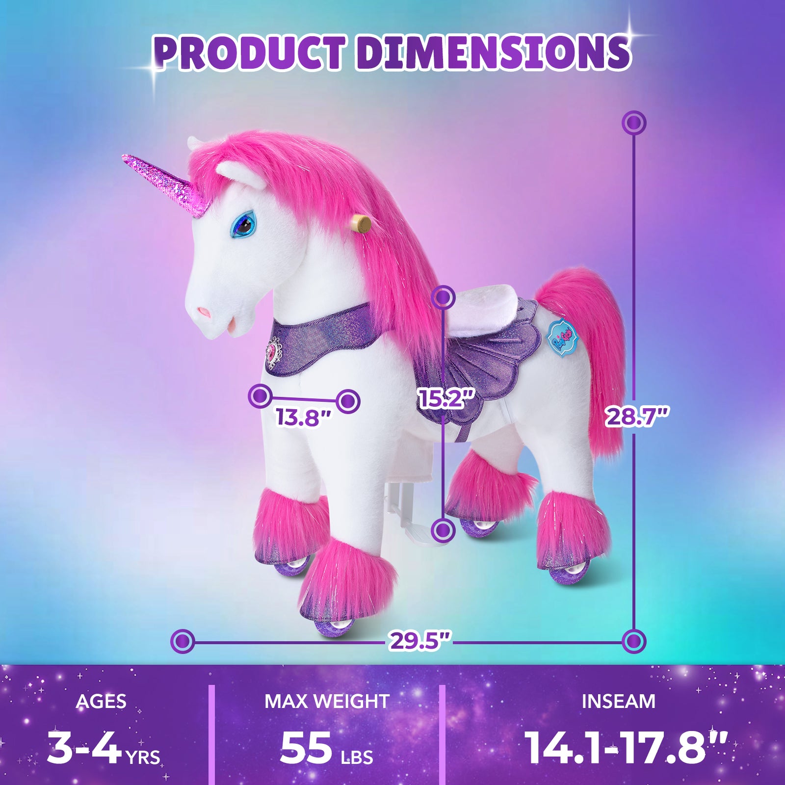  PonyCycle, Inc. -  Pink Unicorn Model Y Ride on Toy - 3-4 Years -  Preschool