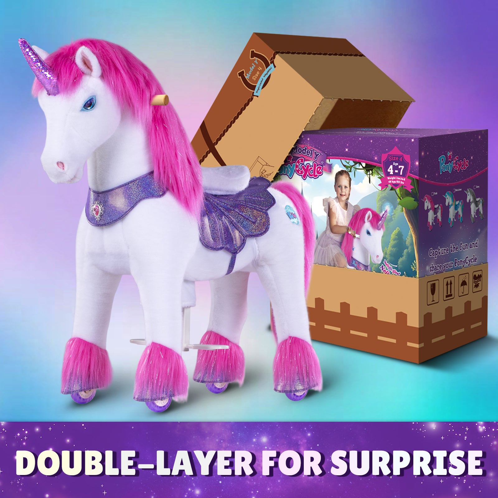  PonyCycle, Inc. -  Pink Unicorn Model Y Ride on Toy - 4-7 Years -  Outdoor