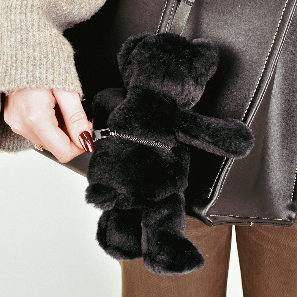  DouDou -  Plush Teddy Bear Bag Charm - Black -  Plush