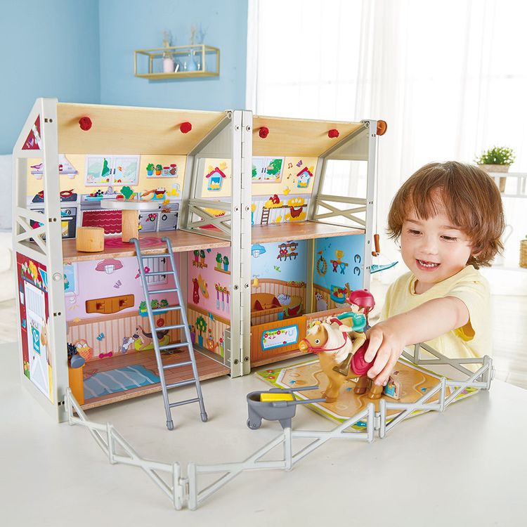  Hape -  Pony Ranch Barn Stable Club Playset Doll House -  Preschool