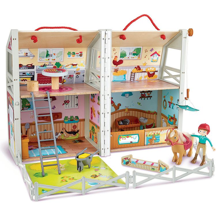  Hape -  Pony Ranch Barn Stable Club Playset Doll House -  Preschool