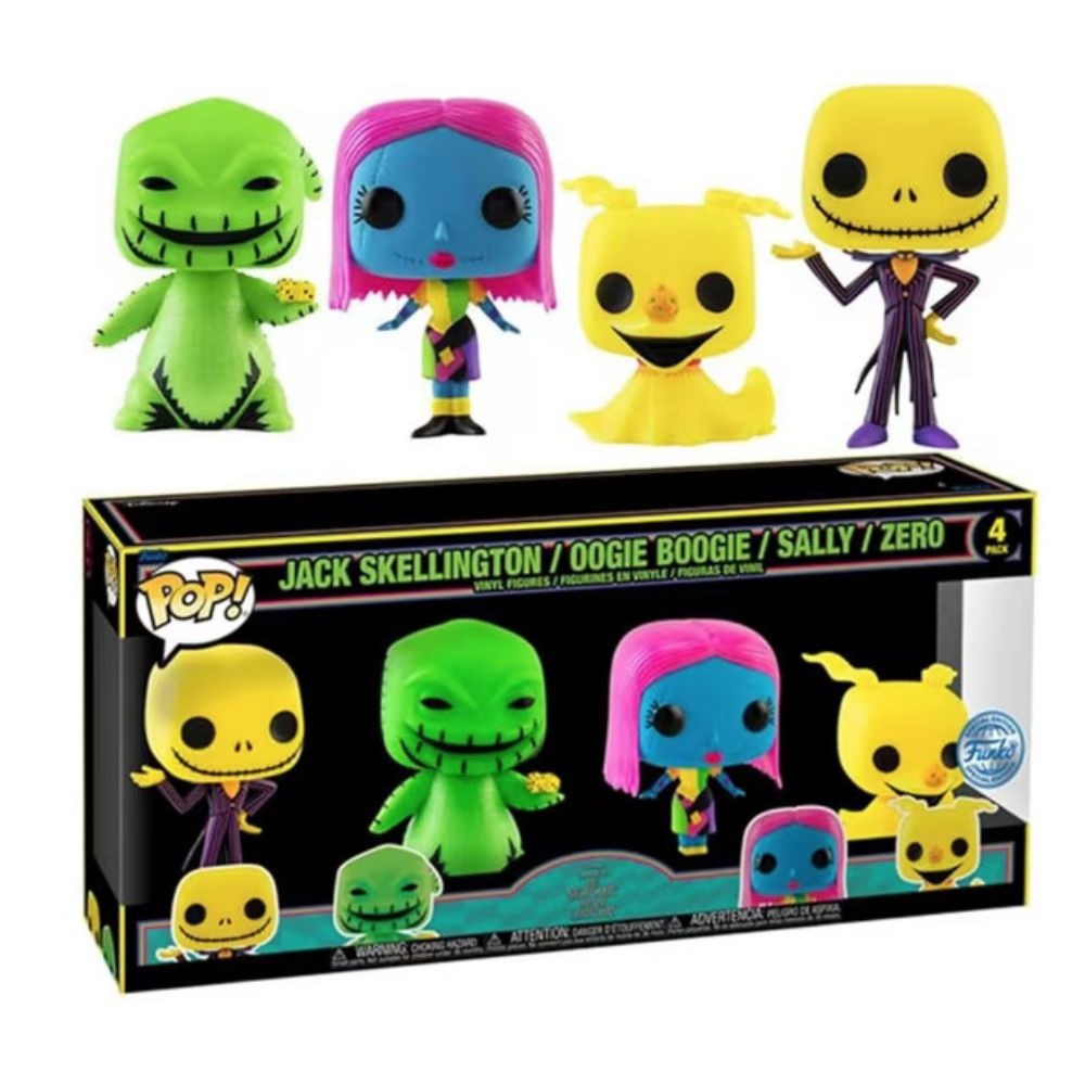 Pop! Disney: The Nightmare Before Christmas Black Light 4-Pack | Funko
