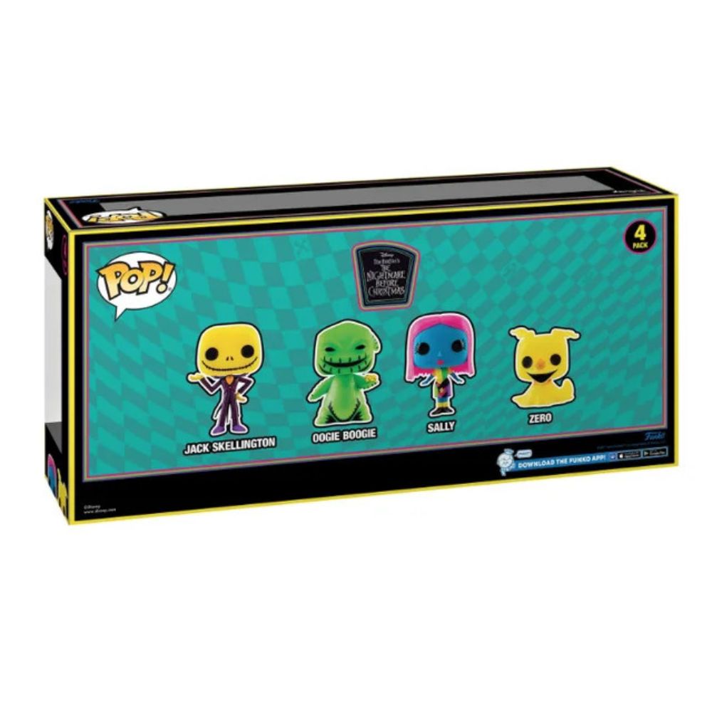 Pop! Disney: The Nightmare Before Christmas Black Light 4-Pack | Funko