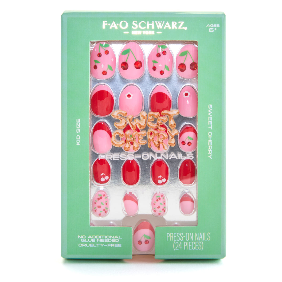 FAO Schwarz -  Press-On Nails 24 Piece - Sweet Cherry -  Fashion Activity and Roleplay