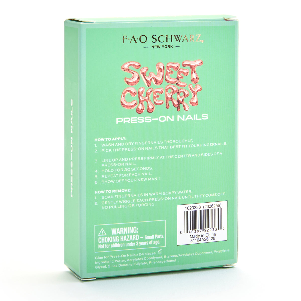 FAO Schwarz -  Press-On Nails 24 Piece - Sweet Cherry -  Fashion Activity and Roleplay
