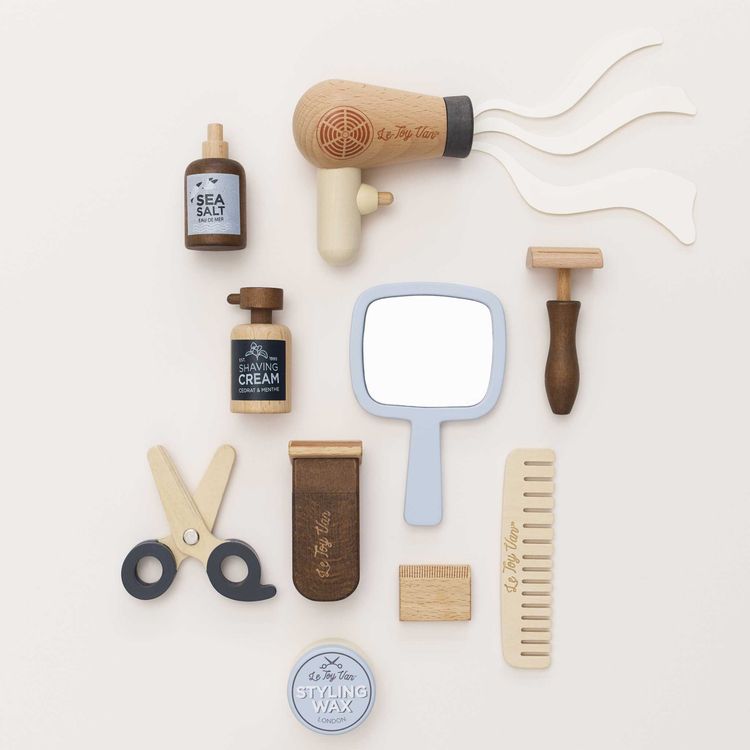  Le Toy Van -  Pretend Play Wooden Hairdresser & Barber Kit - 12 Pieces -  Preschool