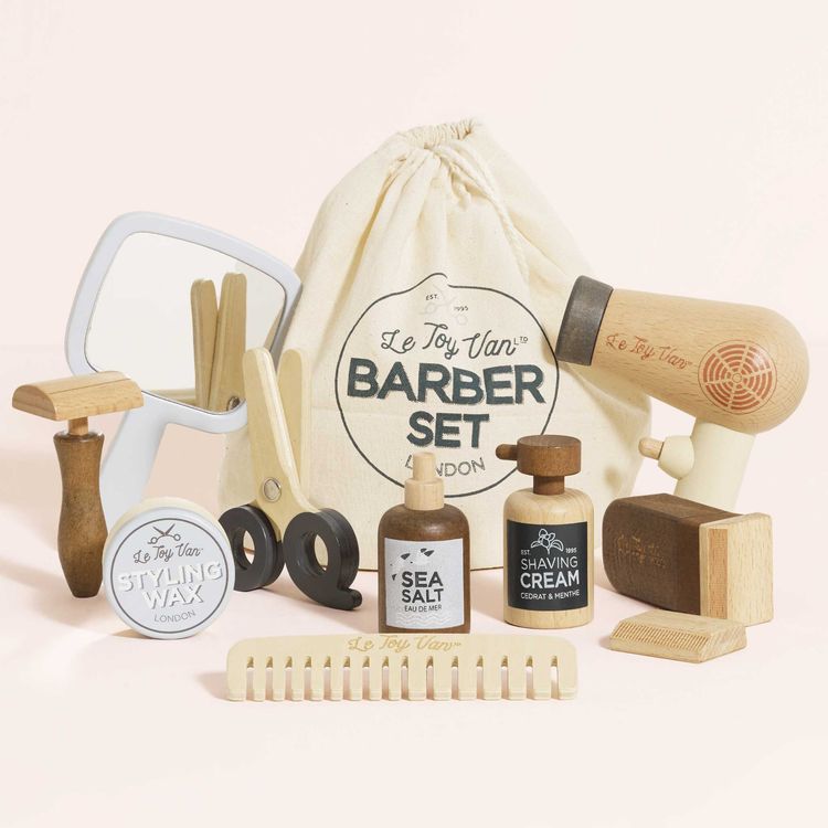  Le Toy Van -  Pretend Play Wooden Hairdresser & Barber Kit - 12 Pieces -  Preschool