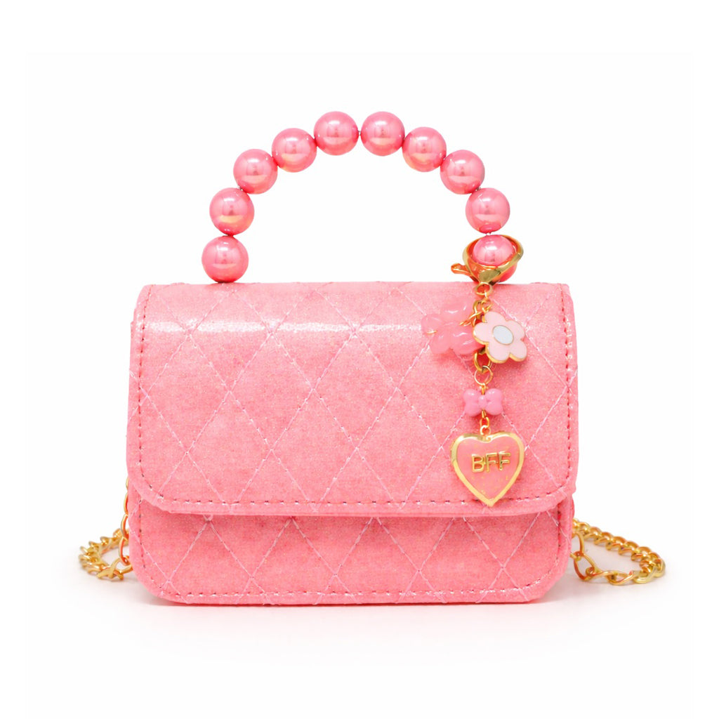  Zomi Gem -  Quilted BFF Blossom Pearl Handle Handbag - Bubblegum -  Trend Accessories