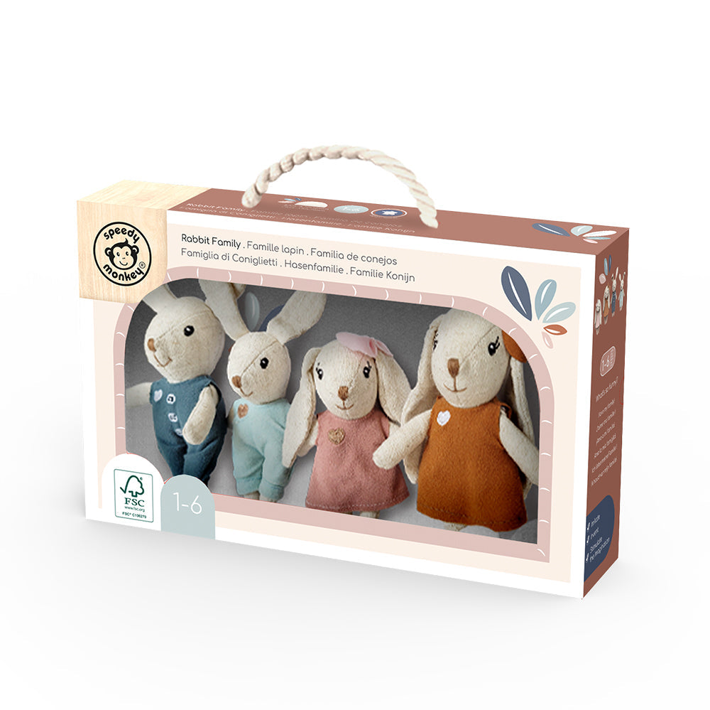 Speedy Monkey -  Rabbit Family Doll Set -  Dolls