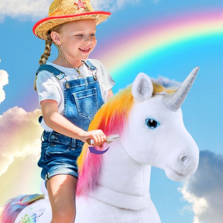  PonyCycle, Inc. -  Rainbow Model X Ride-On Unicorn - 4-7 Years -  Outdoor