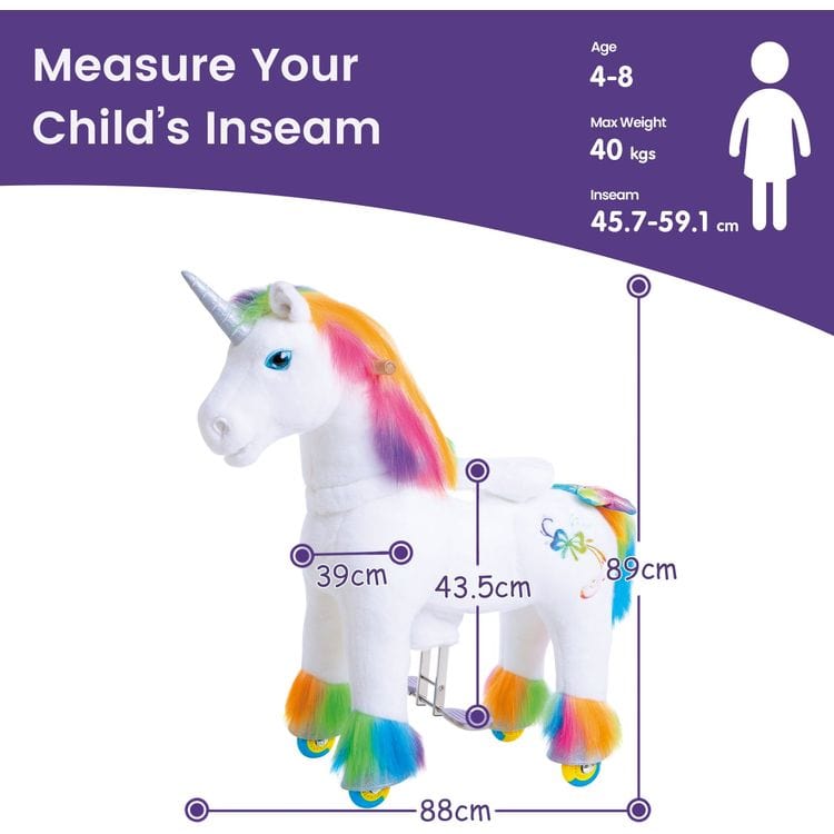  PonyCycle, Inc. -  Rainbow Model X Ride-On Unicorn - 4-7 Years -  Outdoor