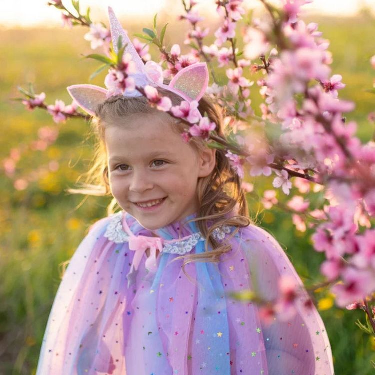  Great Pretenders -  Rainbow Unicorn Cape & Headband - Size 4-6 Years -  Dress up