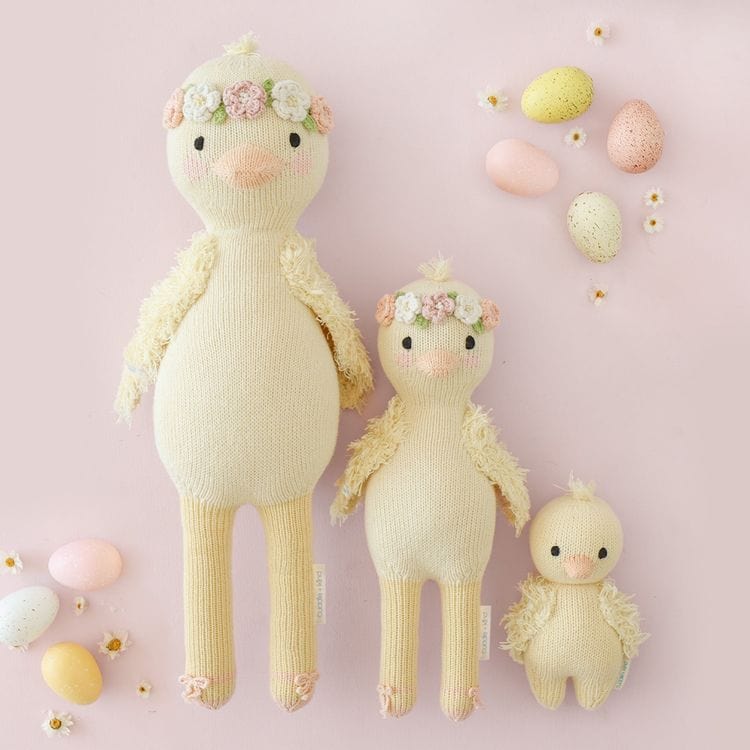  Cuddle And Kind -  Regular 20" Flora the Duckling (With Flower Crown) Hand-Knit Doll -  Plush