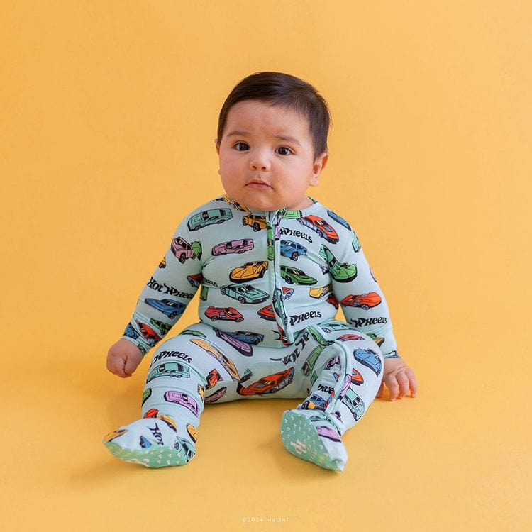 Retro Hot Wheels - Footie Zippered One Piece | Posh Peanut