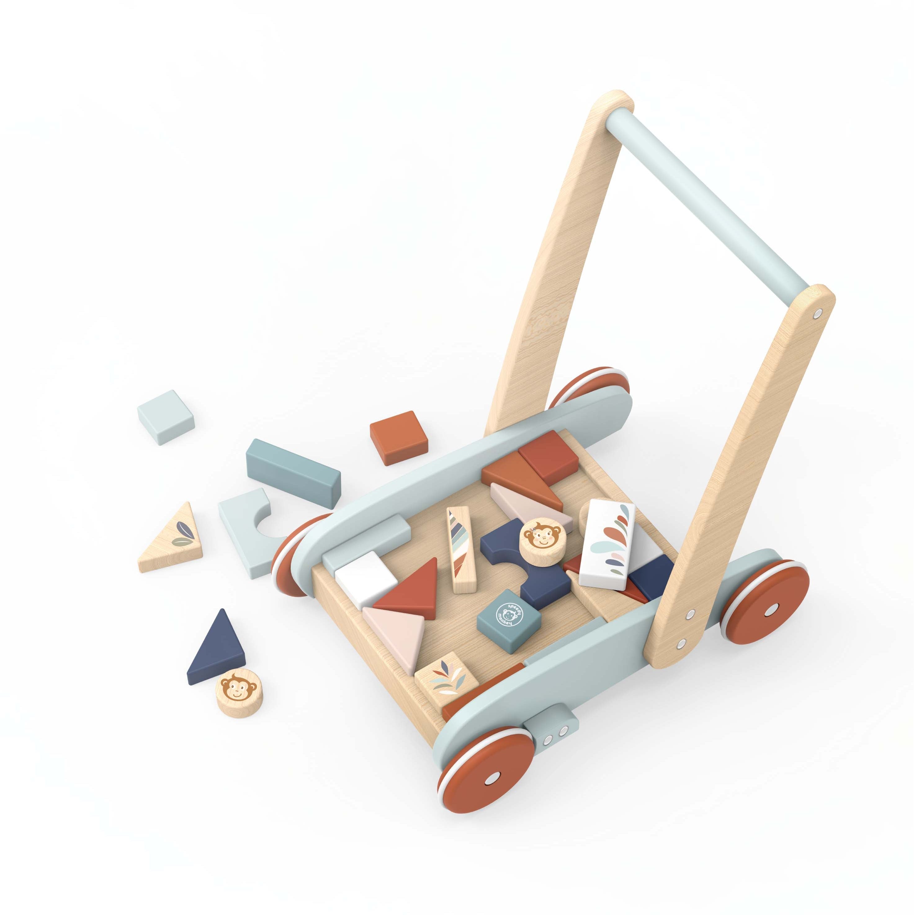 Wooden Walker with Building Blocks
