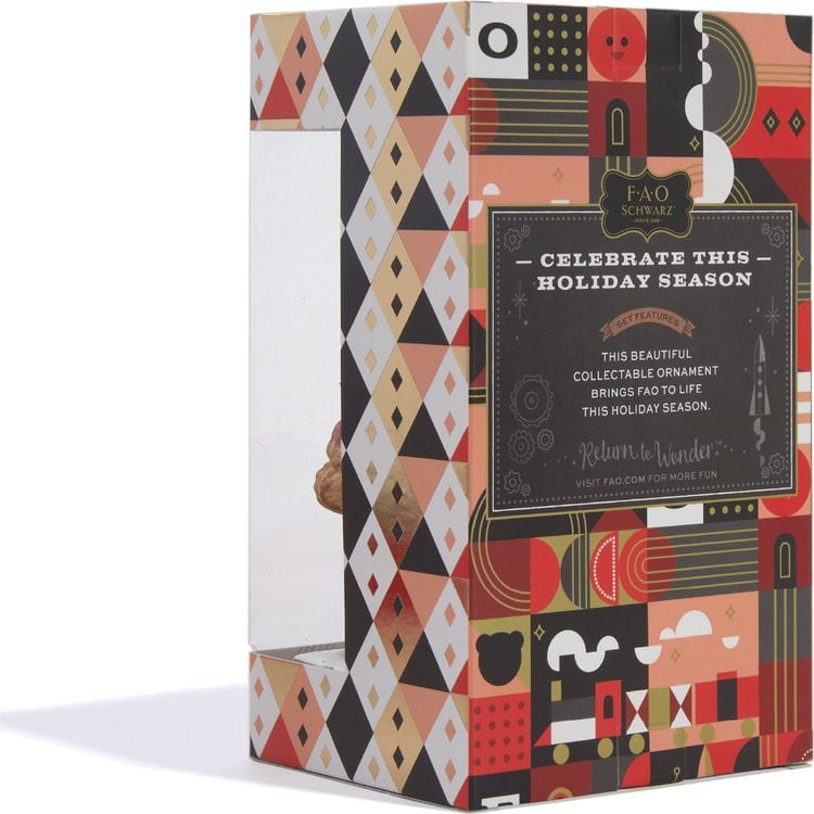  FAO Schwarz -  Santa & Teddy Bear Glass Ornament -  Holiday