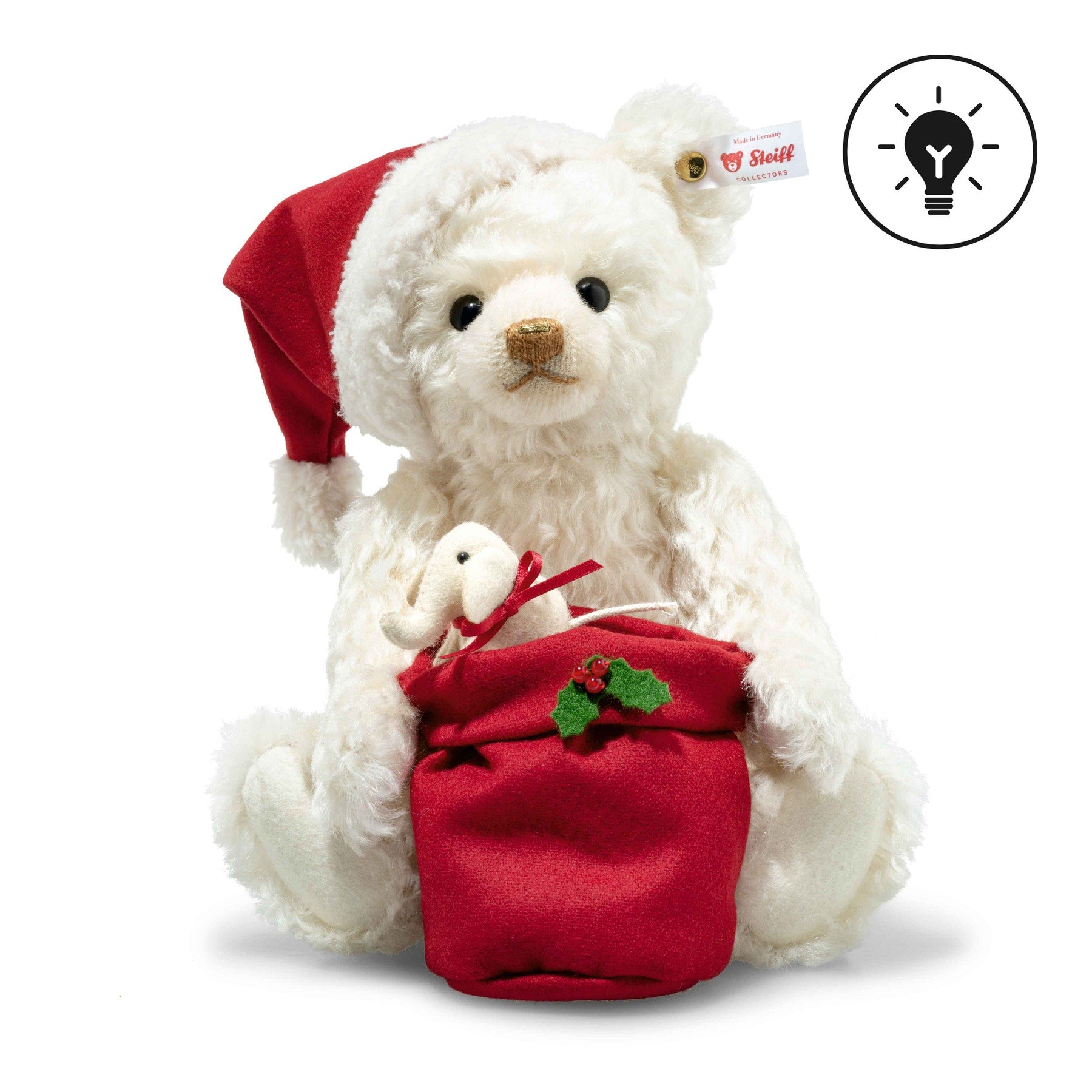  Steiff North America, Inc. -  Santa Teddy Bear with Light-Up Gift Bag -  Plush