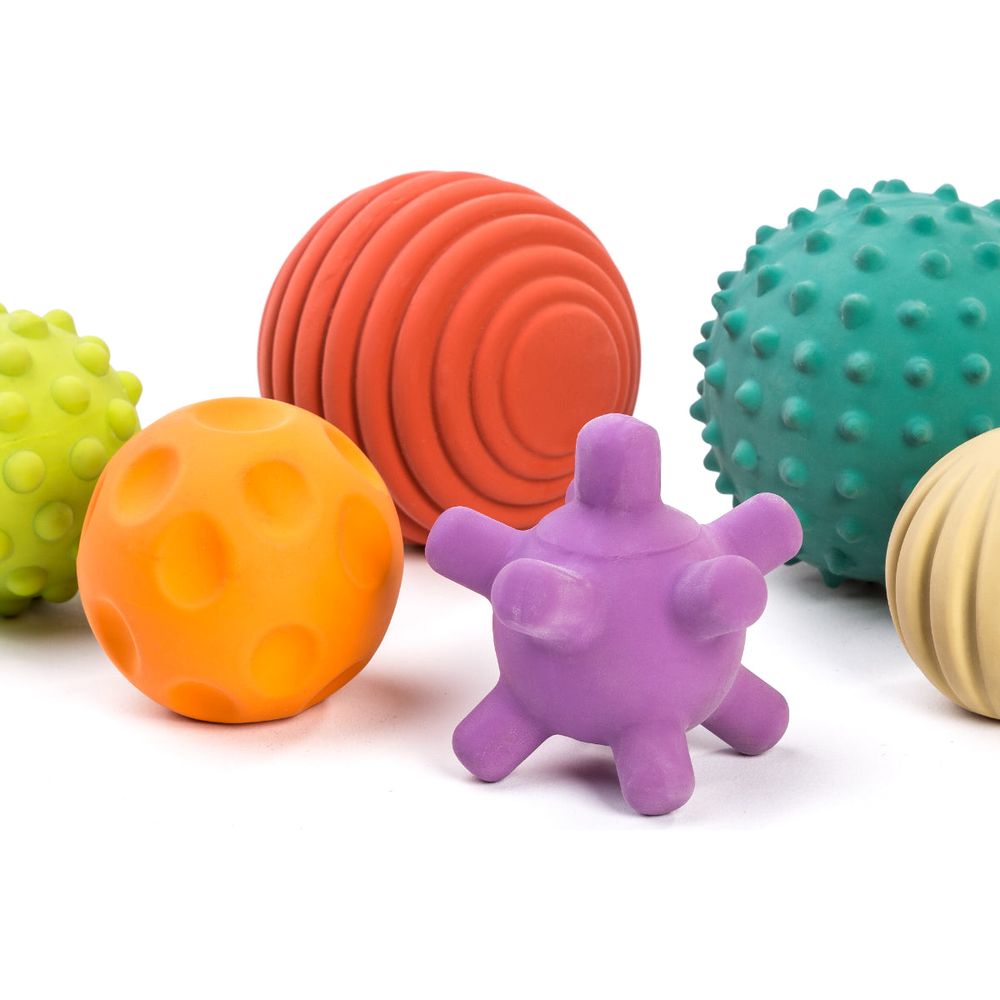 miniland -  Set of 6 Natural Rubber Sensory Balls -  Infants