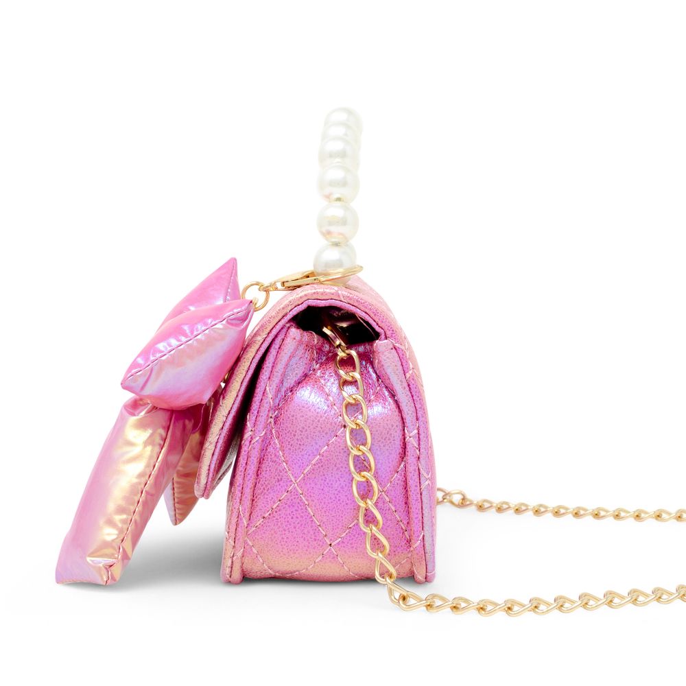  Zomi Gem -  Shiny Quilted Fluffy Bow Handbag - Hot Pink -  Trend Accessories