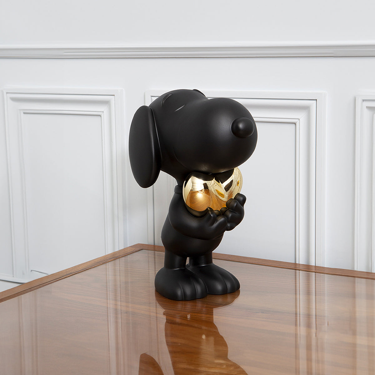  Leblon Delienne -  Snoopy Matte Black Figure with Chrome Gold Heart - 21.6" -  Collectibles