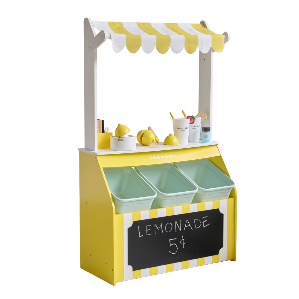  Teamson Kids -  Sunny Citrus Lemonade Stand Playset with Interactive Accessories -  Preschool