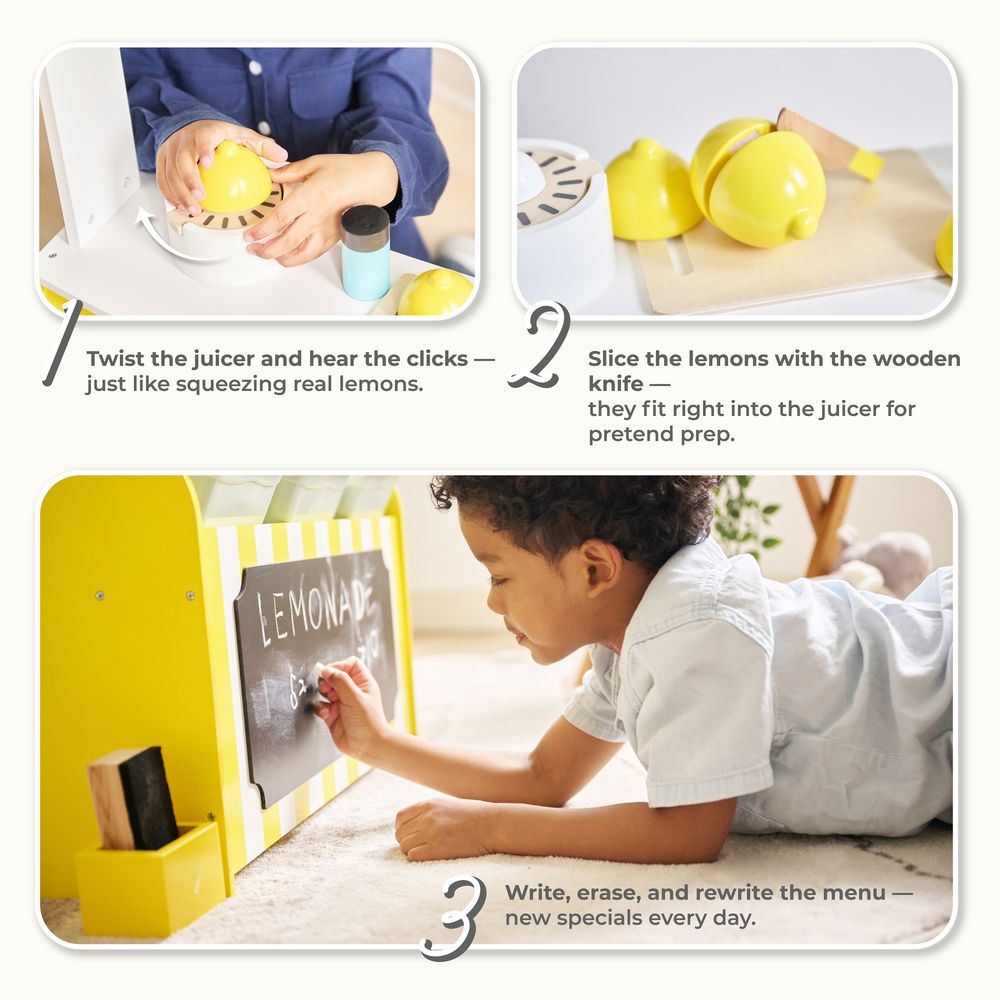  Teamson Kids -  Sunny Citrus Lemonade Stand Playset with Interactive Accessories -  Preschool
