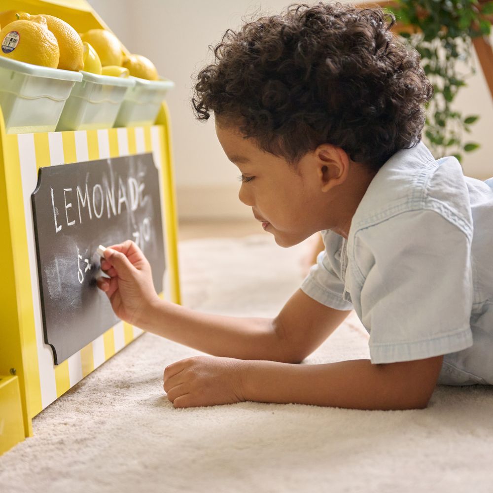  Teamson Kids -  Sunny Citrus Lemonade Stand Playset with Interactive Accessories -  Preschool