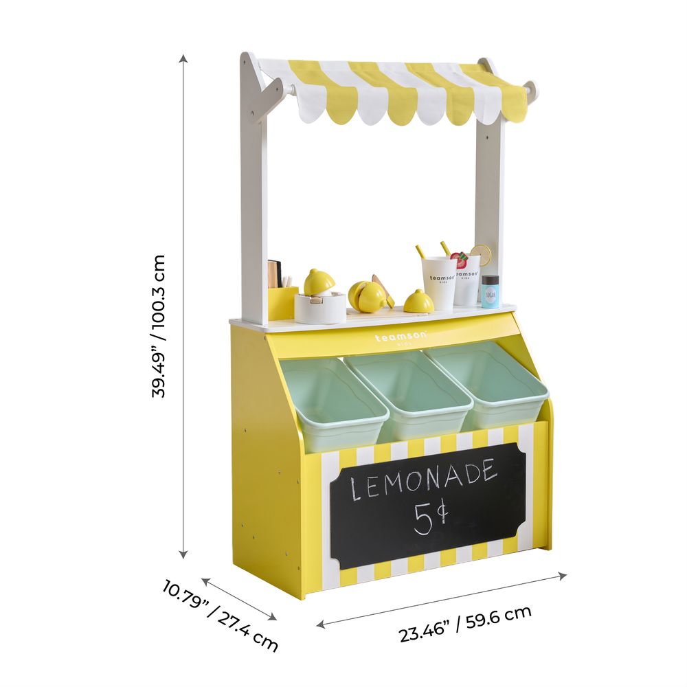  Teamson Kids -  Sunny Citrus Lemonade Stand Playset with Interactive Accessories -  Preschool