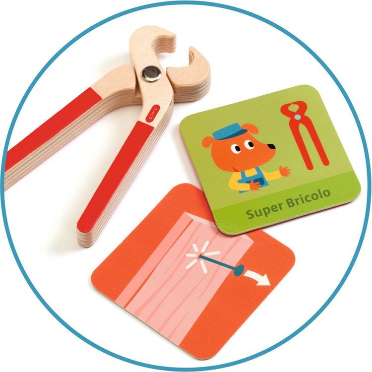  Djeco -  Super Bricolo Pretend Play Wooden Toolbox -  Preschool