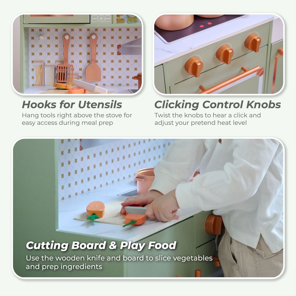 Little Chef St. Louis Wooden Play Kitchen with Sink & Ice Dispenser - Green