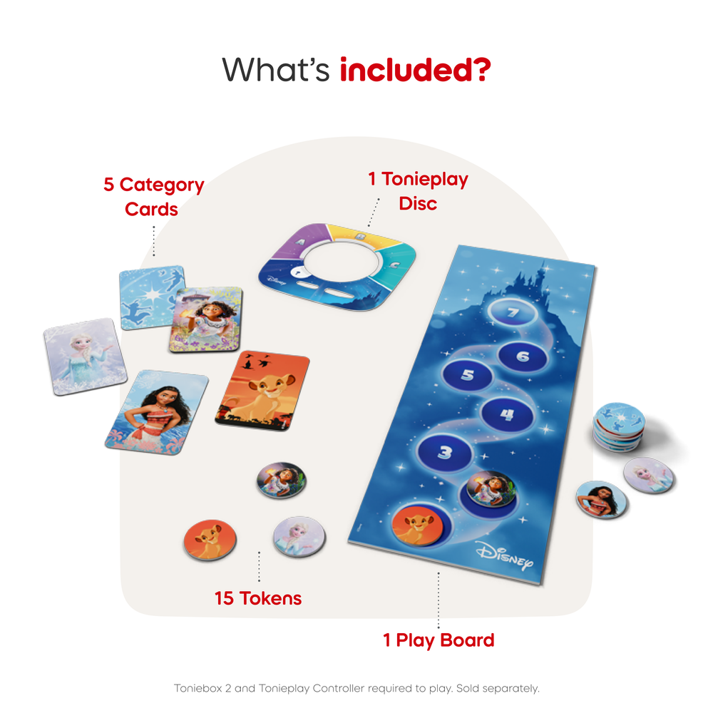 Tonies Disney Toniebox 2 Bundle with Tonieplay Game, Sleeve and 4 Tonies - Cloud Pink