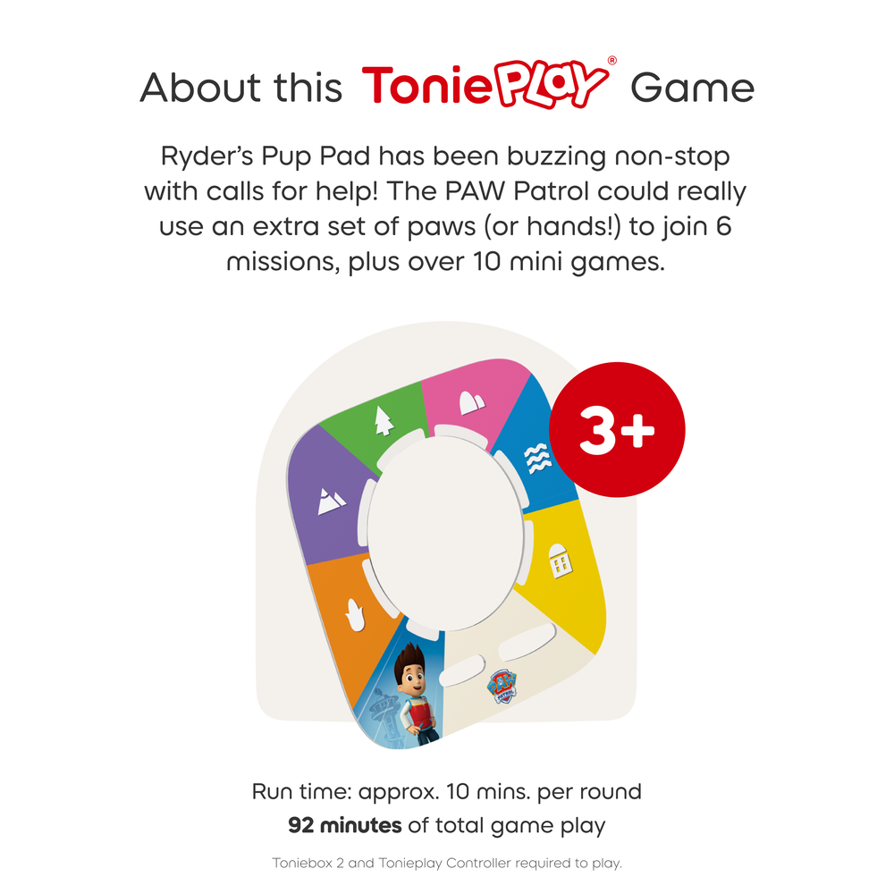 Tonies PAW Patrol Toniebox 2 Bundle with Tonieplay Game, Sleeve and 4 Tonies - Sunset Red